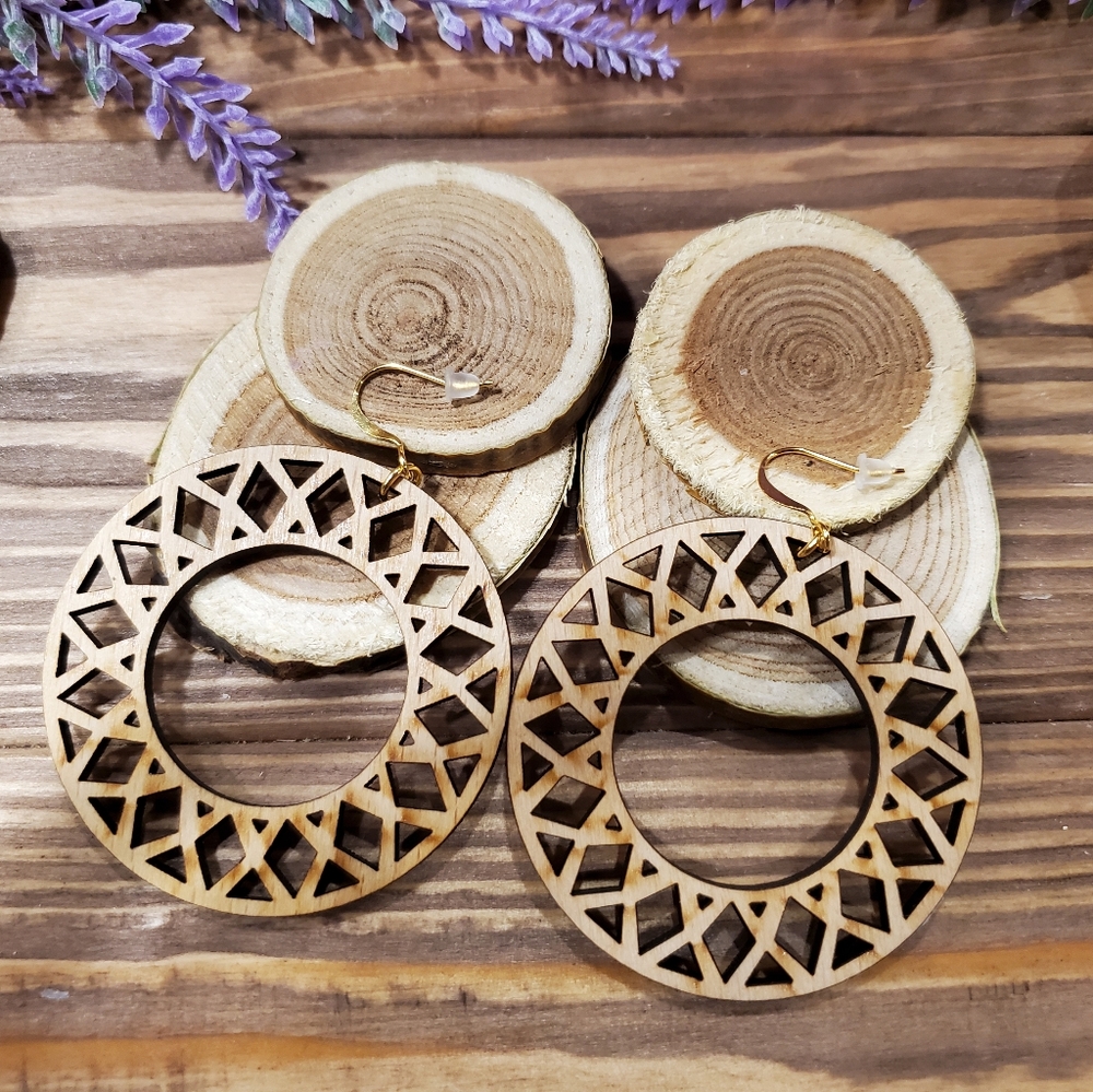 Sunflower Wooden Drop Earrings